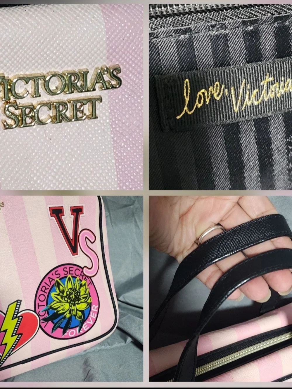 Victoria's Secret VS Patch Jetsetter Pink Travel Case Makeup Bag Cosmetic Bag